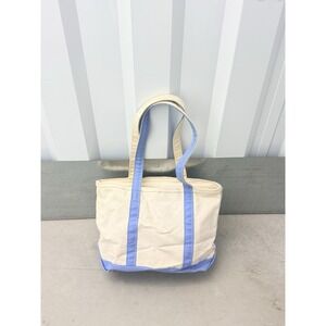 L.L. Bean Boat and Tote Zip Top Canvas Bag Medium Blue Monogram EJC Vintage